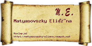 Matyasovszky Eliána névjegykártya